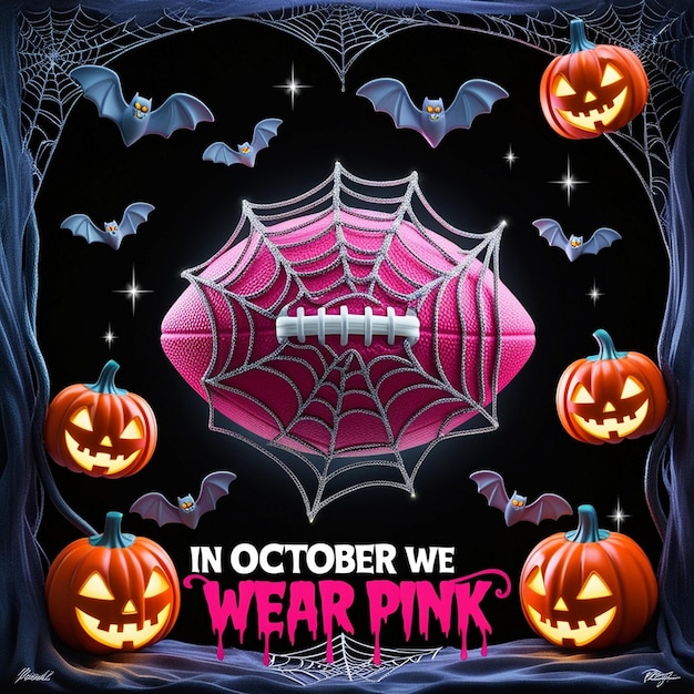 Photo playful pink a whimsical halloween graphic merging football and awareness