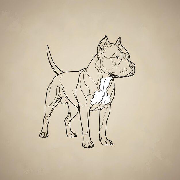 Photo playful pitbull sketch monochrome canine illustration