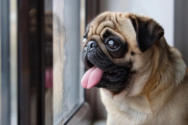 Playful Pug at the Window