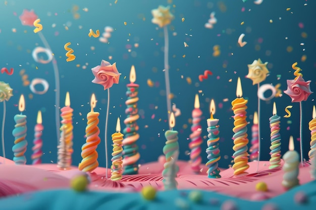 Photo a playful scene of birthday candles dancing in the wind ai generated