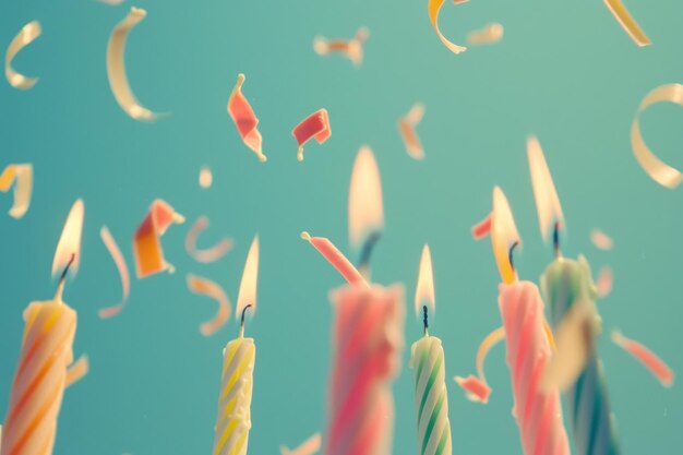 Photo a playful scene of birthday candles dancing in the wind ai generated