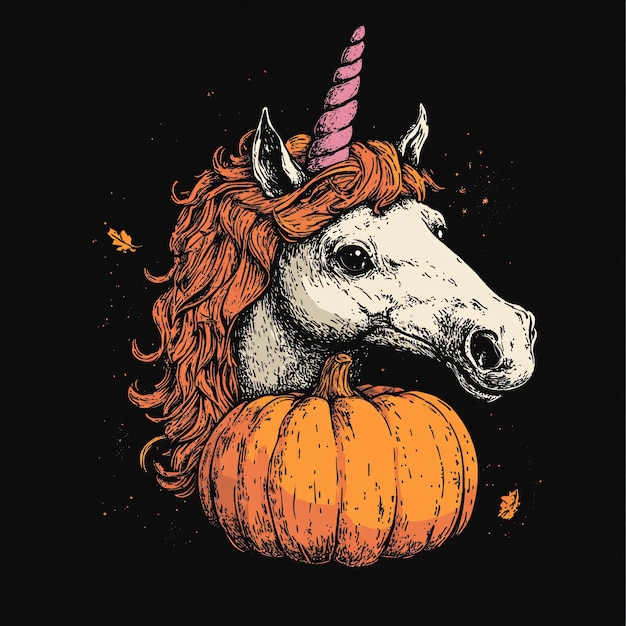 Photo playful unicorn pumpkin