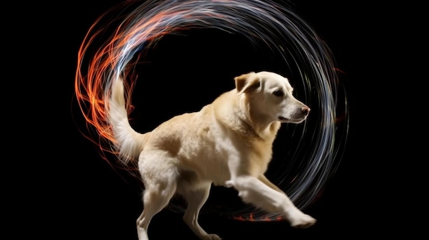 A playful video of a dog chasing its tail in circles showcasing its boundless AIGenerated