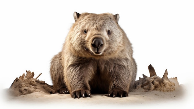 Playful Wombat Illustration on White background