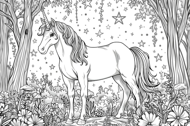 PlayfulUnicorn_Rainbow_ColoringPicture