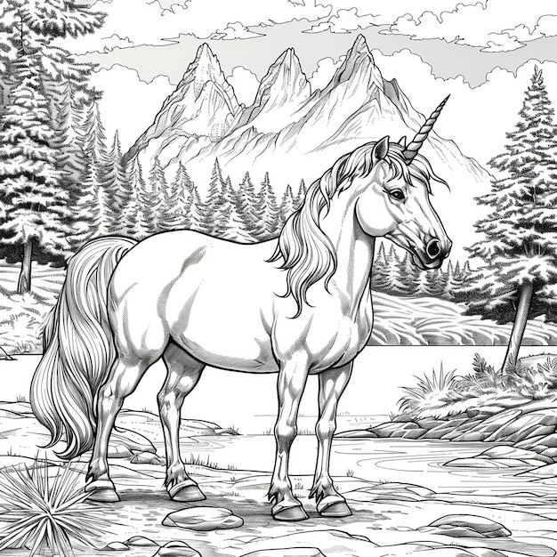 PlayfulUnicorn_Rainbow_ColoringPicture