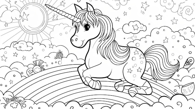 Photo playfulunicorn_rainbow_coloringpicture