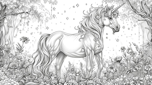 PlayfulUnicorn_Rainbow_ColoringPicture