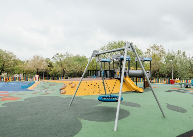 Playground for children in green garden area