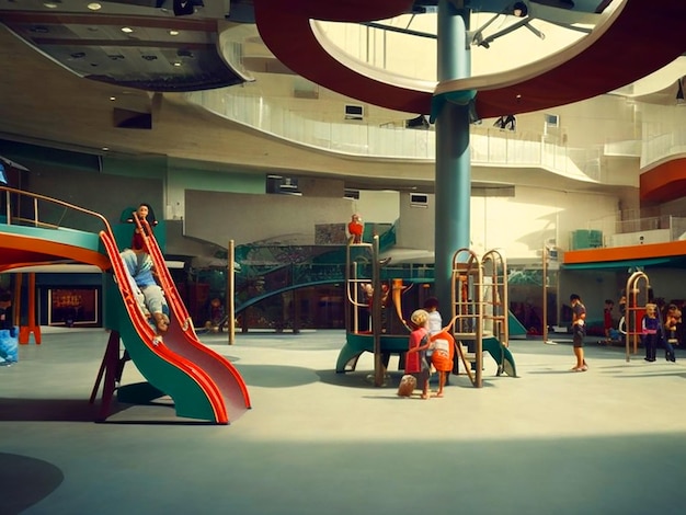 playground with nobody nostalgic childish in the mall realistic image downloade