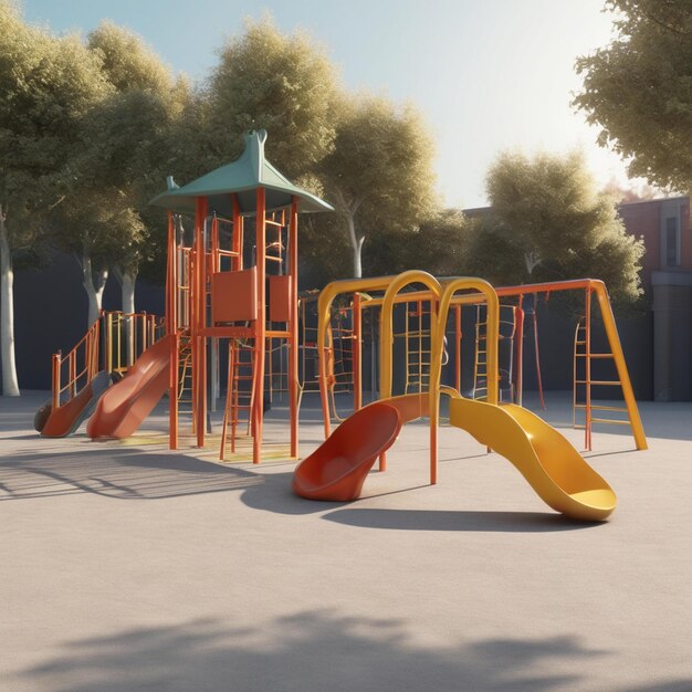 a playground with a slide that says  playground