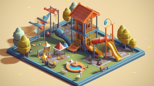 playground in the yard isometric