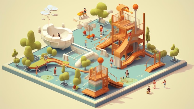 playground in the yard isometric