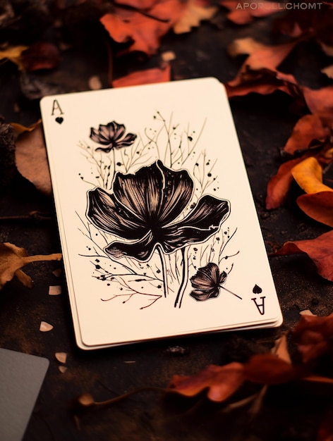 playing card design of black flower