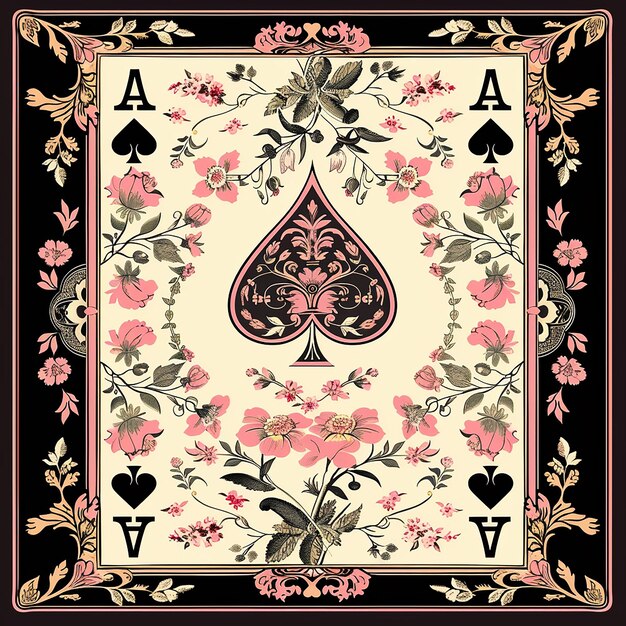 Photo playing card design pink elements aristocratic style