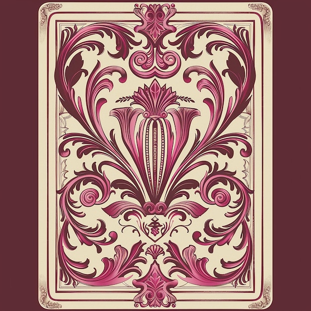 Photo playing card design pink elements aristocratic style