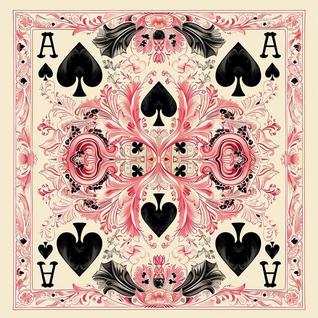 Photo playing card design pink elements aristocratic style