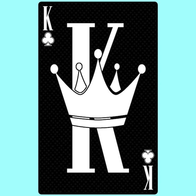 Playing card King suit of clubs black and white modern design Standard size poker poker casino 3D render 3D illustration