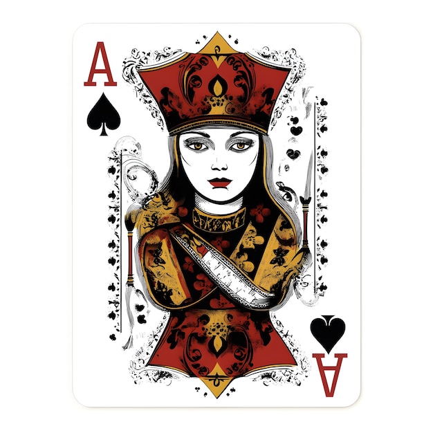 playing card with queen of diamonds isolated on white background vector illustration