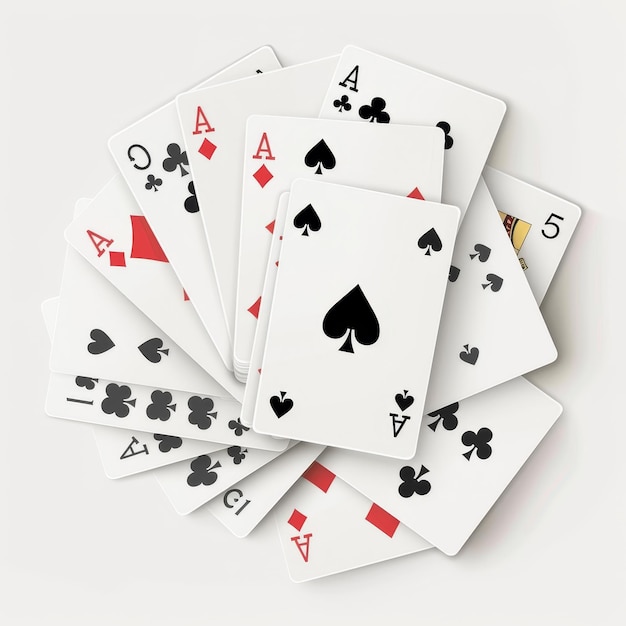 Photo playing cards isolated on white background top view 3d illustration