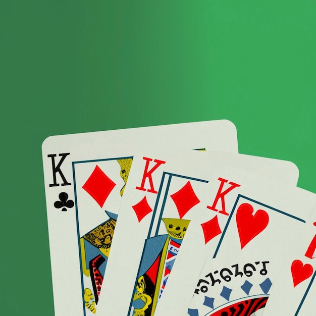 playing cards poker game on green background