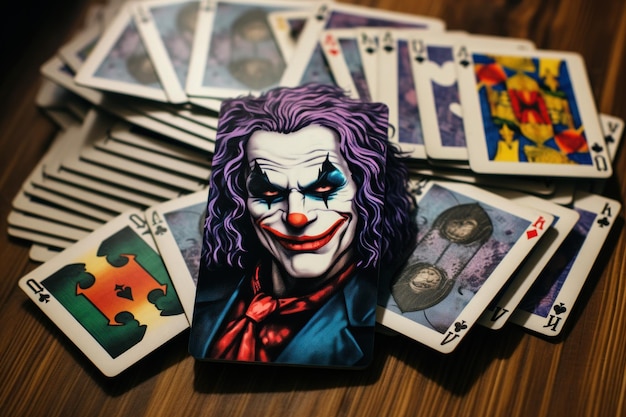 Playing Cards on Wooden Table