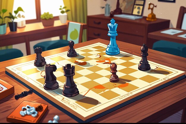 Photo playing chess board game