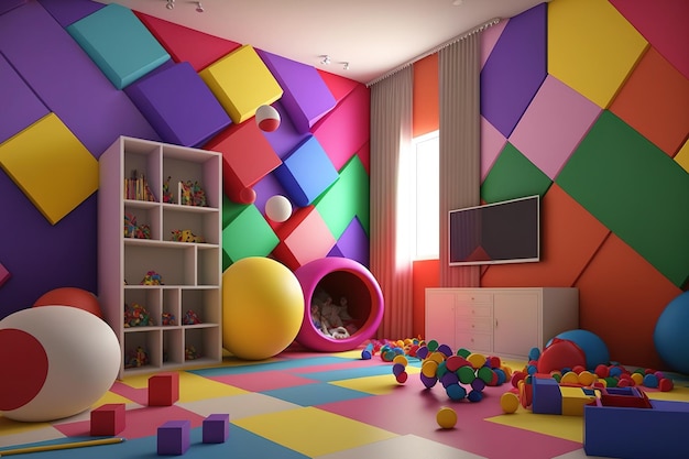 Playrooms interior is colorful