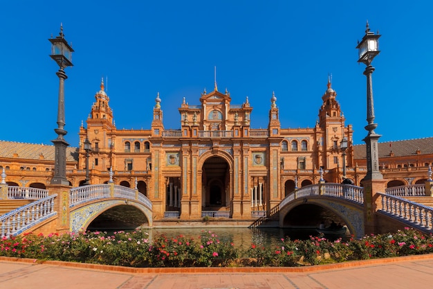 Plaza de Espana at sunny day in Seville, Spain