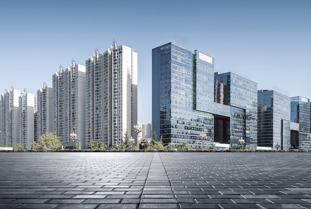 Plaza and modern skyscrapers, Xiamen CBD, Fujian