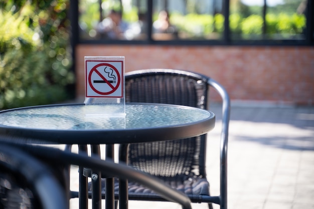 Please Stop smoking concept No smoking sign in the coffee shop go free smoking area