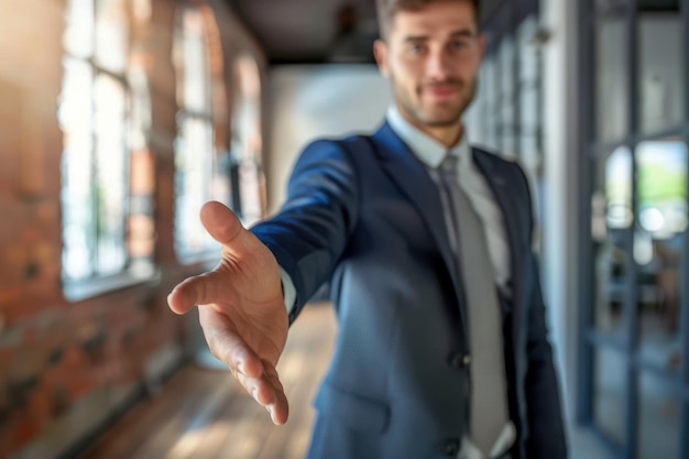 Photo pleased to make your acquaintance cropped shot of a businessman extending his arm for a handshake