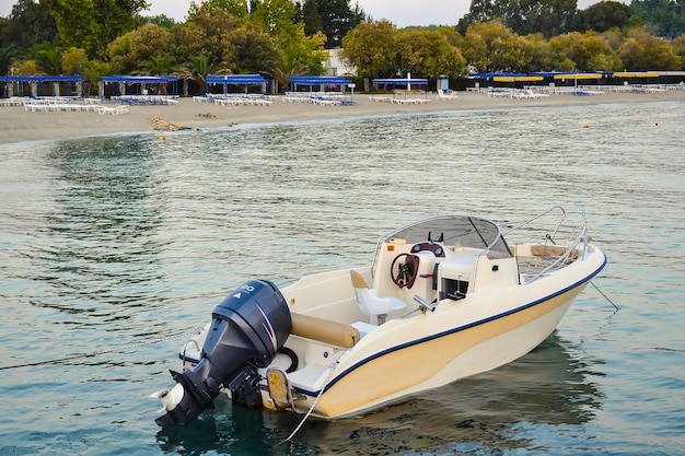 Pleasure boat moored to the shore