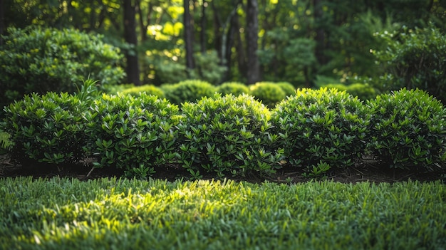 Photo a plethora of lush green shrubs can be seen scattered throughout an enchanting forest garden