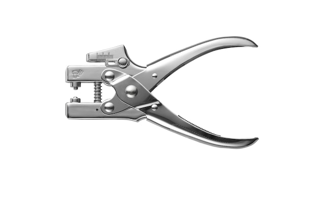 Pliers for drilling and hammering eyelet on white