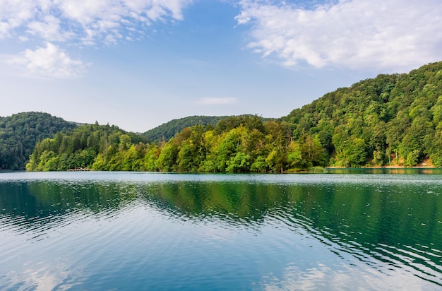 Plitvice lakes in Croatia beautiful summer landscape with turquoise water