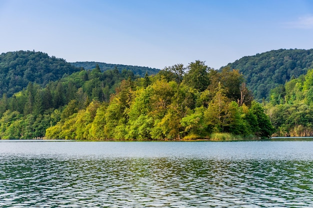 Plitvice lakes in Croatia beautiful summer landscape with turquoise water