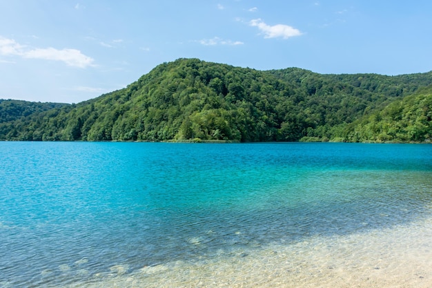 Plitvice lakes in Croatia beautiful summer landscape with turquoise water