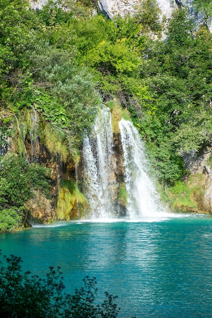 Plitvice lakes in Croatia beautiful summer landscape with waterfalls