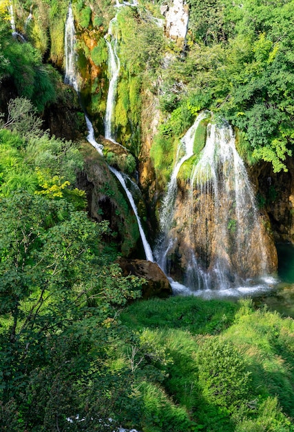 Plitvice lakes in Croatia beautiful summer landscape with waterfalls