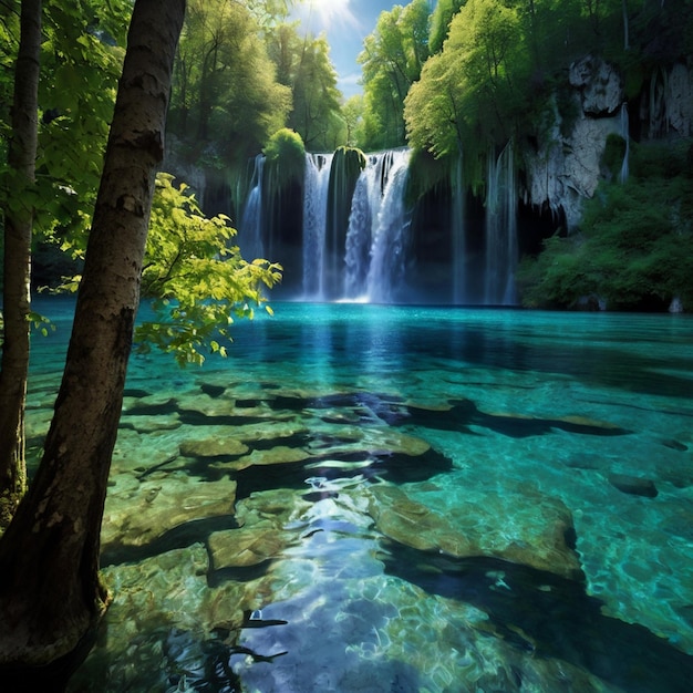 Plitvice Lakes world Avatar depiction landscapes Fleetybyche Lake forests body of water natu