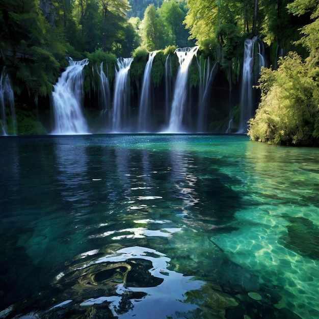 Plitvice Lakes world Avatar depiction landscapes Fleetybyche Lake forests body of water natu