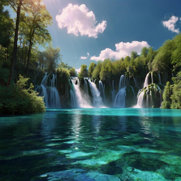 Plitvice Lakes world Avatar depiction landscapes Fleetybyche Lake forests body of water natu