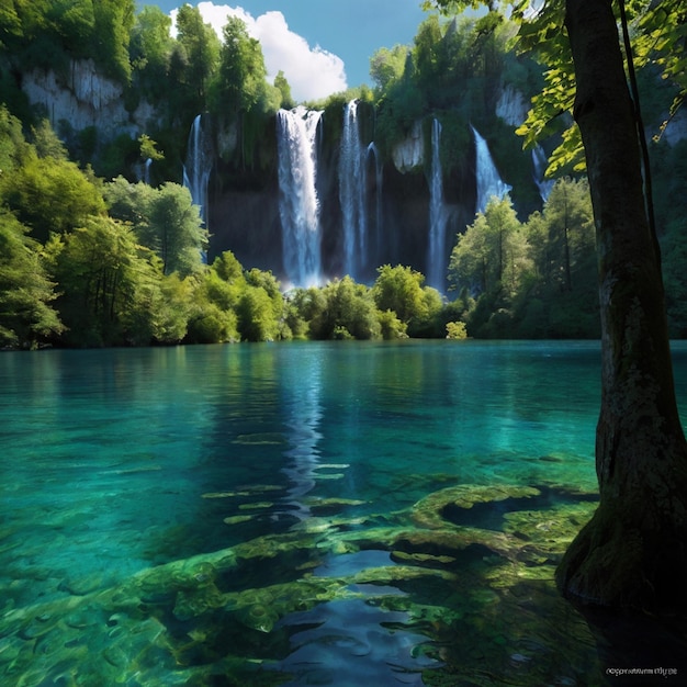 Plitvice Lakes world Avatar depiction landscapes Fleetybyche Lake forests body of water natu