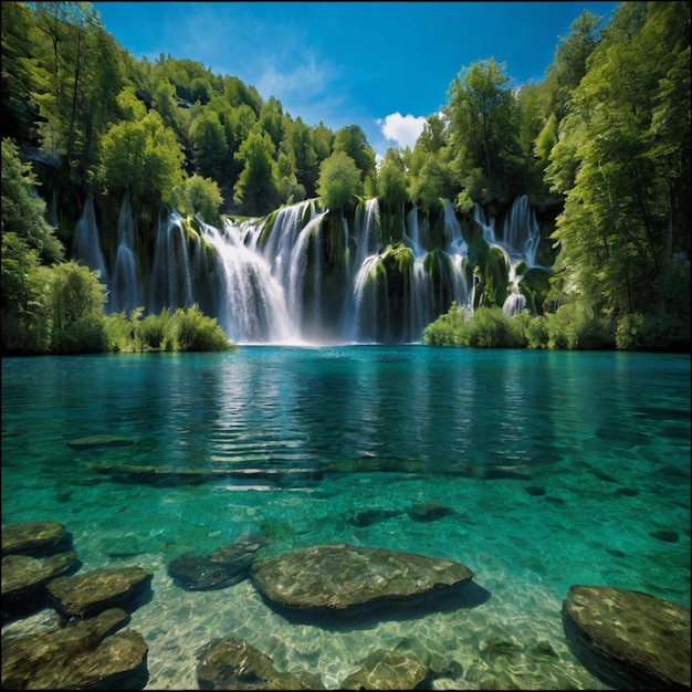 Plitvice Lakes world Avatar depiction landscapes Fleetybyche Lake forests body of water natu