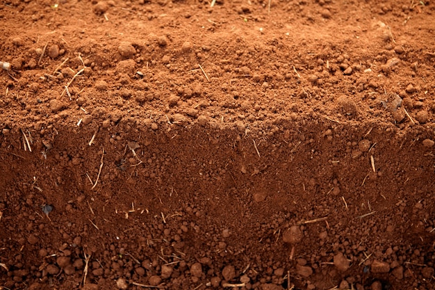 Photo ploughed red clay soil agriculture fields