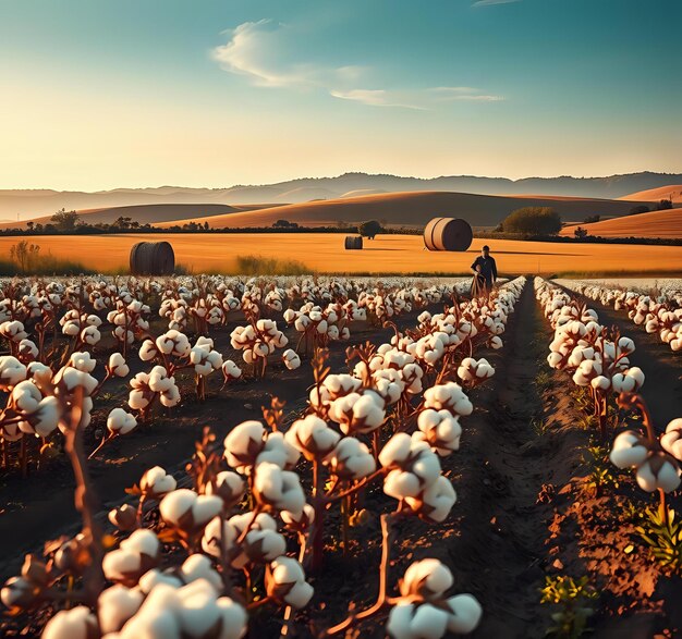 Photo plowing and planting cotton seeds for a productive crop