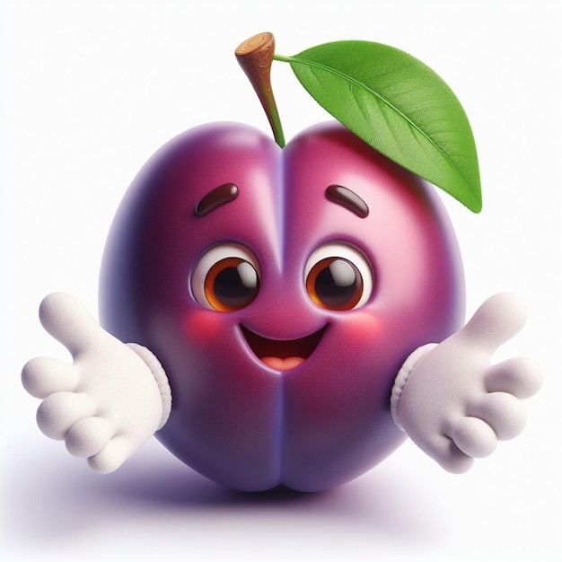 Plum childrens character fruit food childrens picture clipart