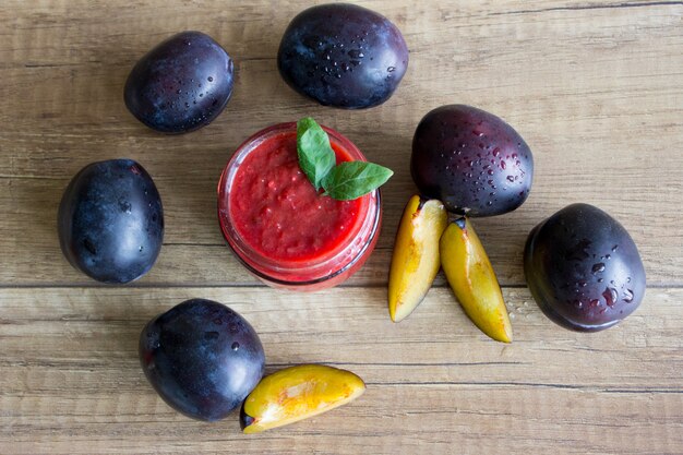 Plum jam in the jar