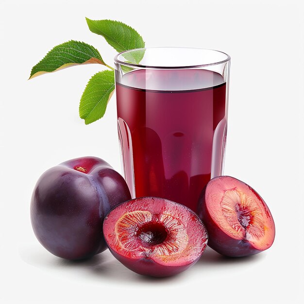 Photo plum juice with a beautiful garnish